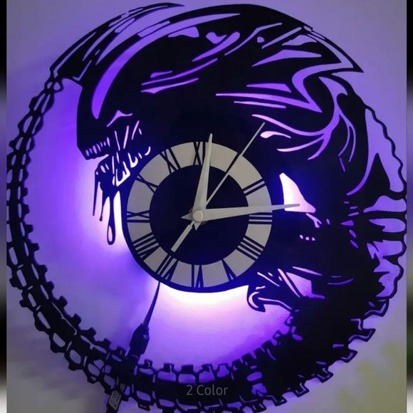 NEW LED Alien HR Giger Vinyl Record Album Cut Wall Clock Aliens Ripley S. Weaver - Picture 2 of 12